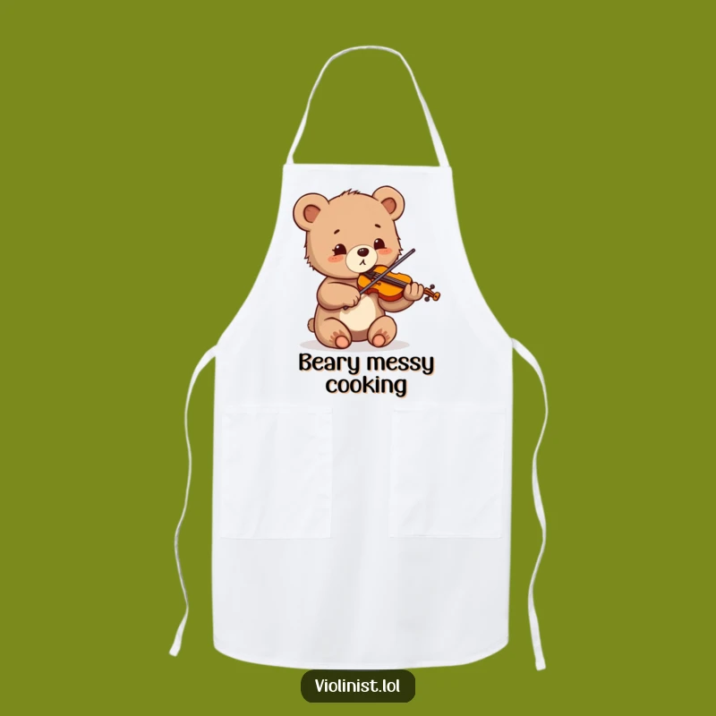 Funny Bear Cub Violinist Apron: Cook with Enthusiasm, Perfect Funny Gift!