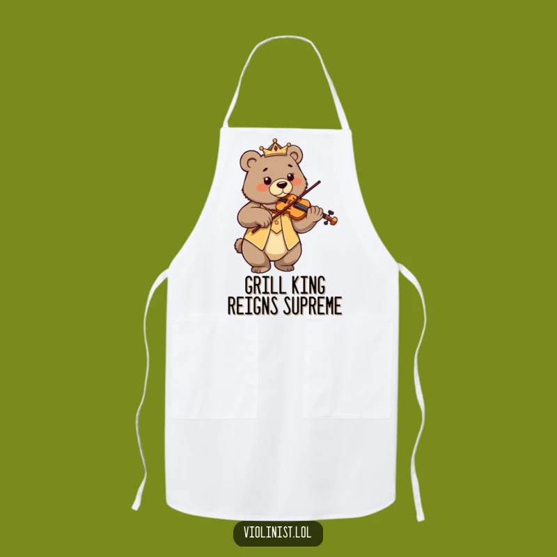 Funny Bear Violin Apron: Cook with Authority Like This Regal Musician
