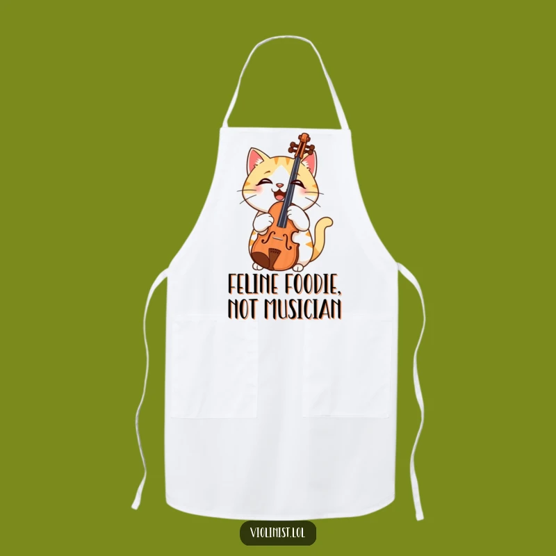 Funny Cat Violin Apron: Cook with Confusion and Humorous Flair