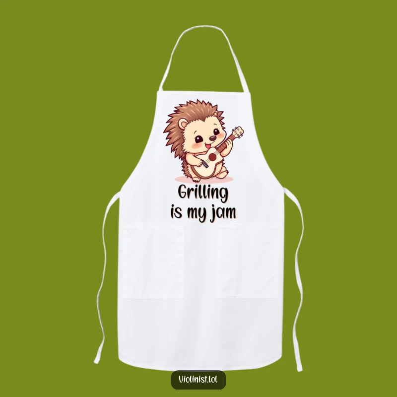 Funny Hedgehog Guitar Apron: Cook with Rock-and-Roll Flair