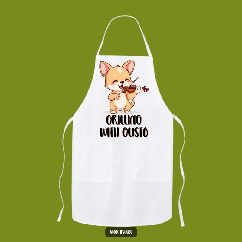 Funny Happy Dog Violinist Apron - Kitchen Wear with Canine Musical Spirit