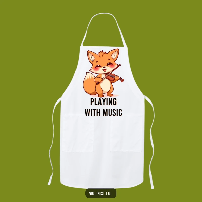 Funny Fox Violinist Apron: Cook or Craft with Cheerful Musical Flair, Perfect Gift!