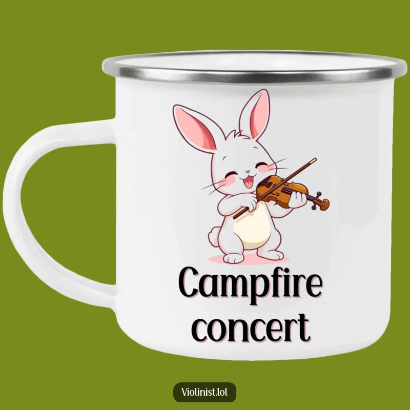 Funny Bunny Violinist Camping Mug - Campfire Concert!