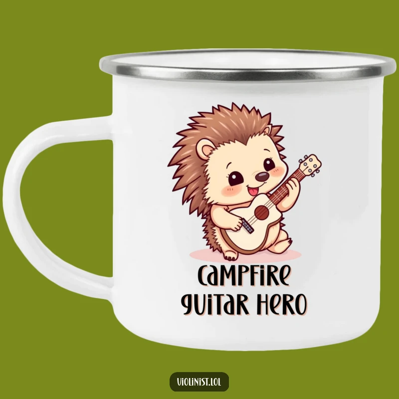Funny Hedgehog Guitar Camping Mug: Adventure with Tiny Rockstar Vibes
