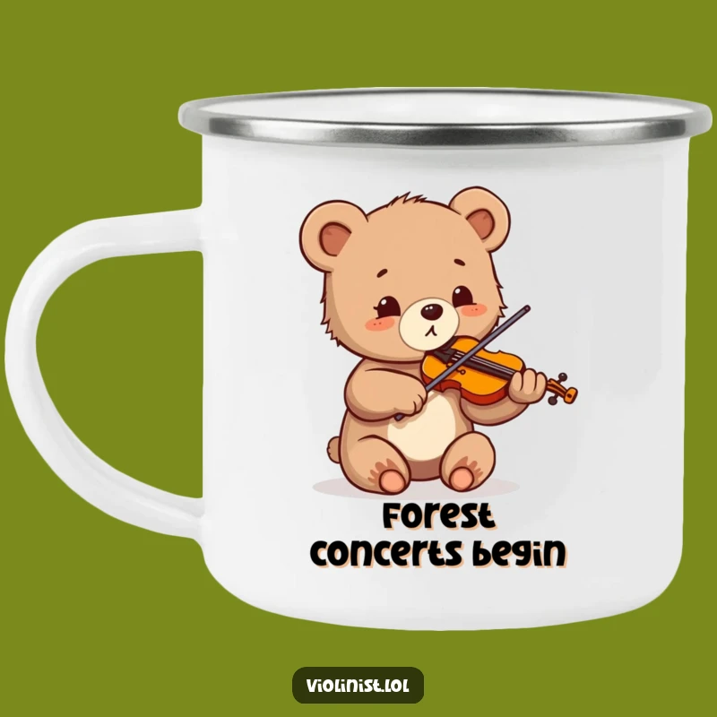 Funny Bear Cub Violinist Camping Mug: Outdoor Tunes, Perfect Funny Gift!