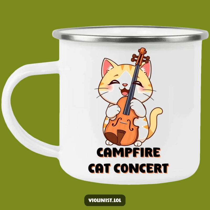Funny Cat Violin Camping Mug: Adventure with Feline Musical Mishaps