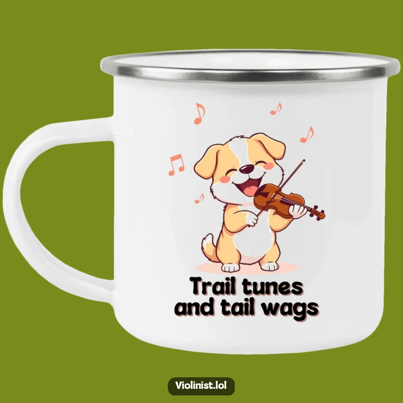 Funny Dog Violinist Camping Mug: Musical Adventures with a Happy Pooch
