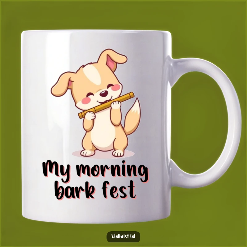 Funny Dog Flute Player Mug: A Happy Canine's Melodious Gift!