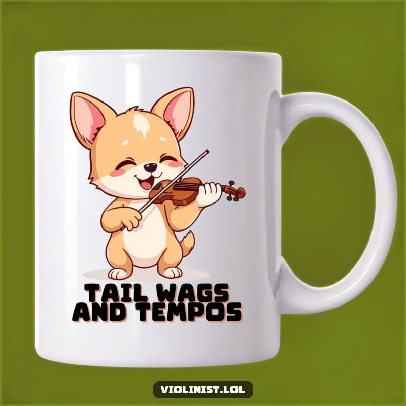 Funny Happy Dog Violinist Mug - Joyful Musician Gift for Dog Lovers
