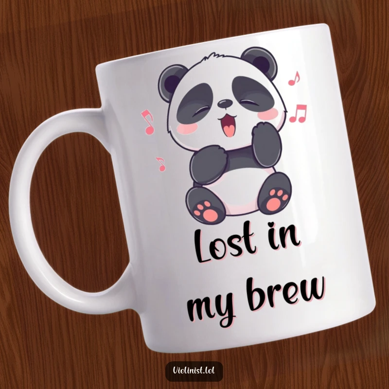 Funny playful panda with eyes squeezed shut in bliss, lost in a beautiful melody, perfect for music funny gifts.