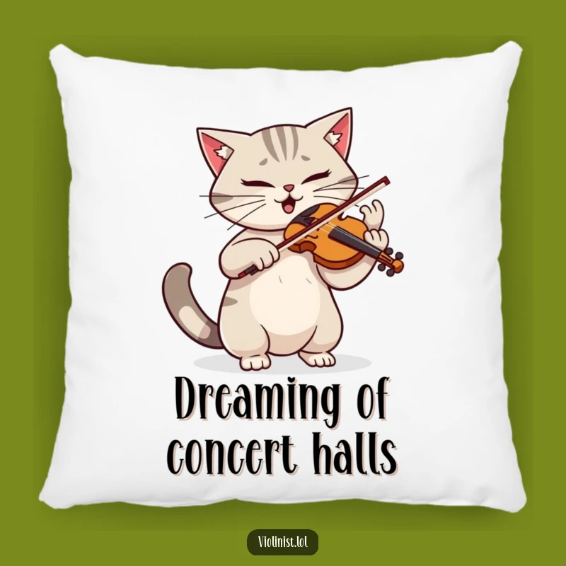 Funny Cat Violinist Pillow - Cozy Cushion with Dramatic Musician Flair