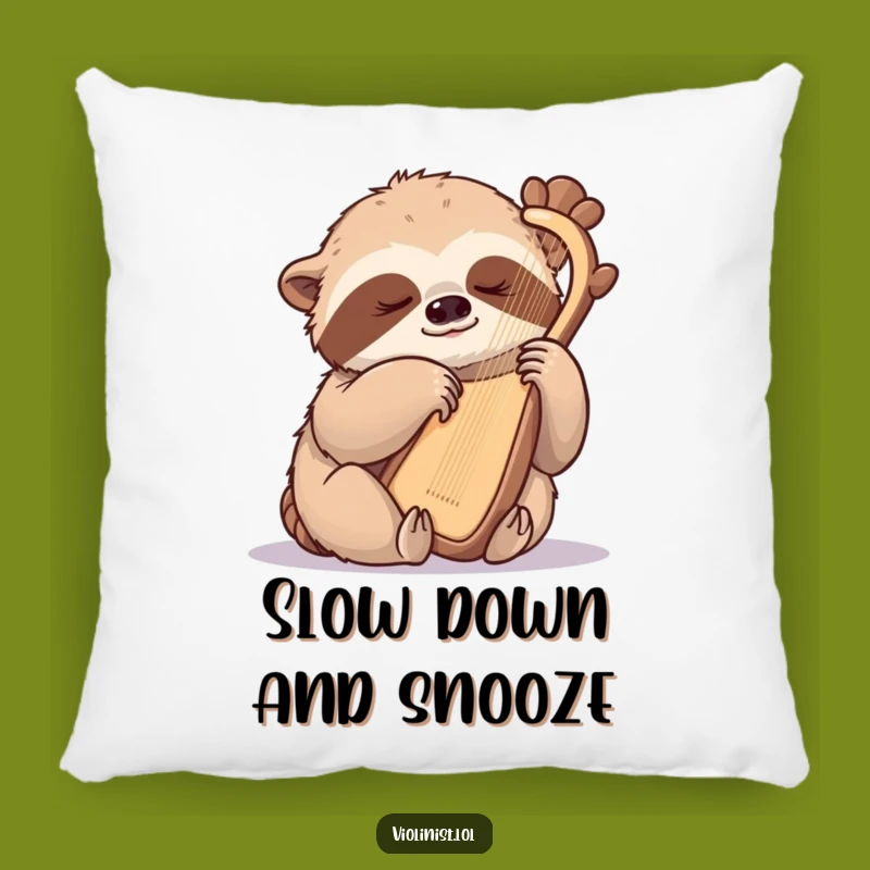 Funny Sloth Harpist Pillow: Rest Your Head on Sweet Melodies!