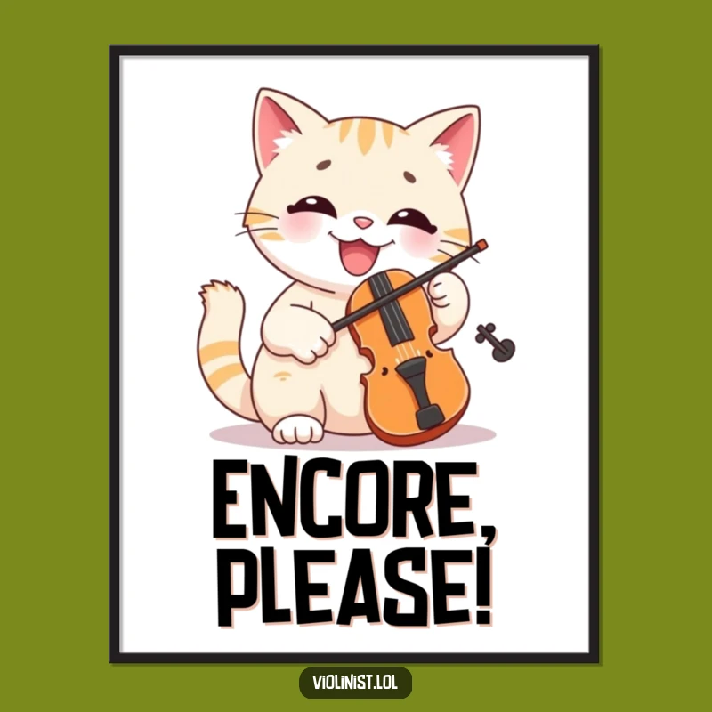 Funny Cat Violin Art Print A Smiling Musician Digital Download, Perfect Funny Gift