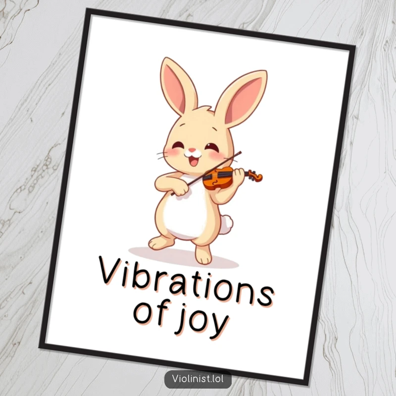 Funny cheerful bunny playing violin with gusto, dancing joyfully, high-resolution digital art, great funny gift.