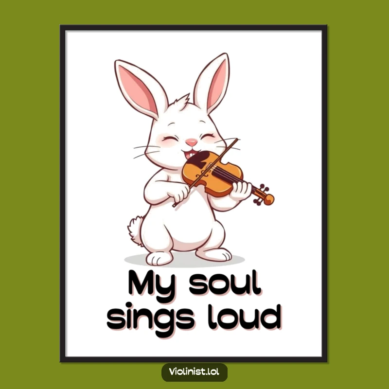 Funny Bunny Violin Digital Art: Passionate Music Captured as a Funny Gift