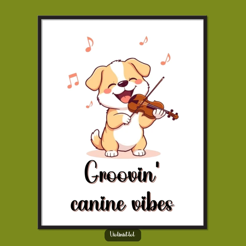 Funny Dog Violinist Digital Art Print: Wall Decor with a Joyful Canine Musician