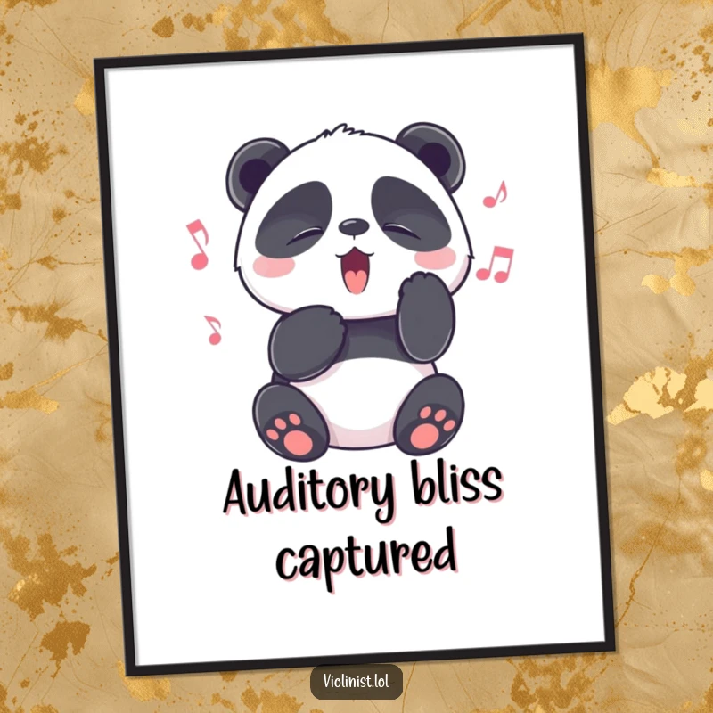 Funny playful panda with eyes squeezed shut in melodic bliss, high-resolution digital art, great funny gift.