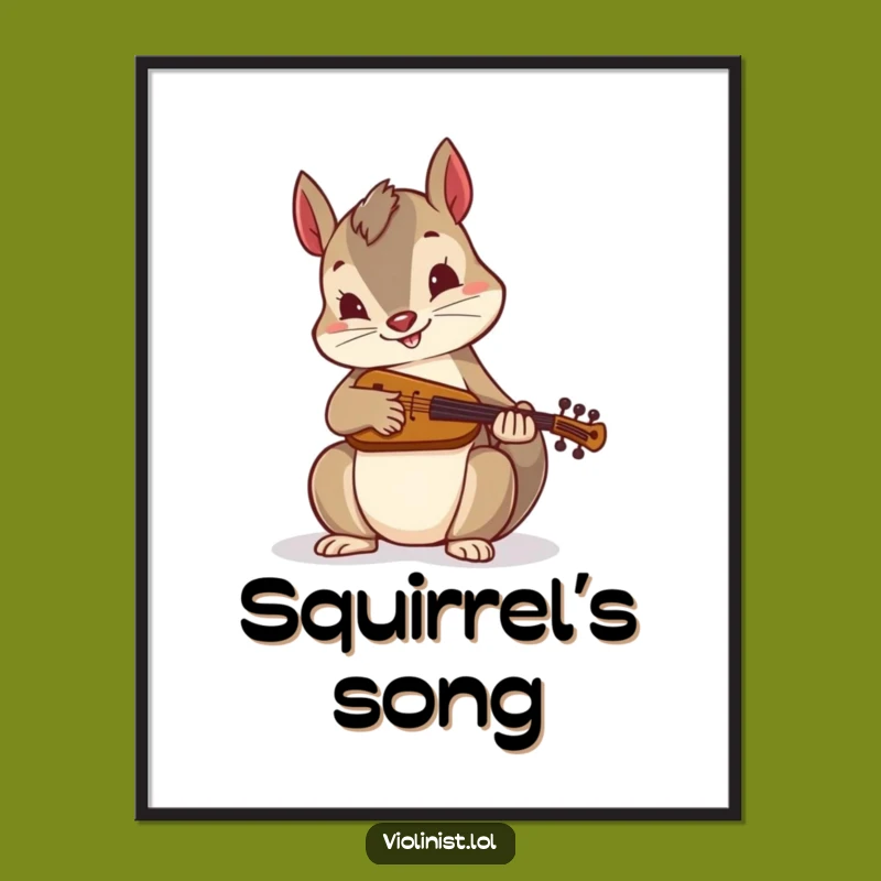 Funny Squirrel Fiddle Digital Art: Printable Folk Decor, Hilarious Gift
