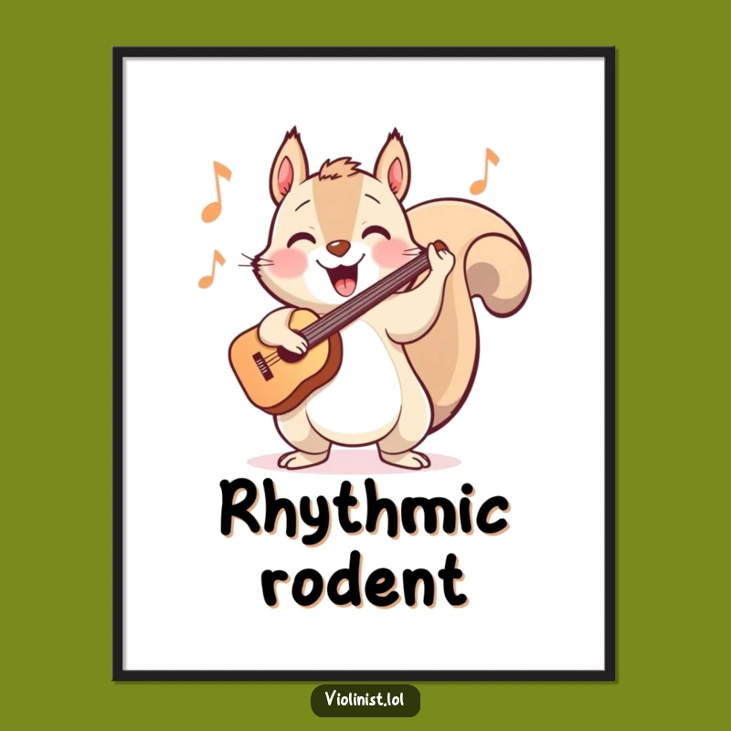 Funny Squirrel Violinist Digital Art: Energetic Vibes for Walls, Perfect Gift!