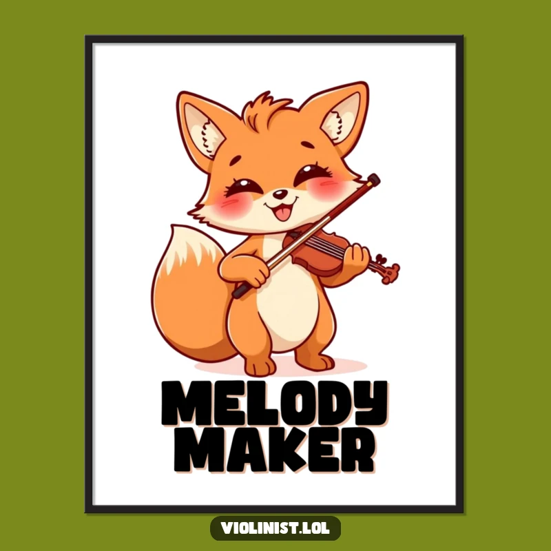 Funny Fox Violinist Digital Art: Cheerful Musician's Flair for Your Walls, Perfect Gift!
