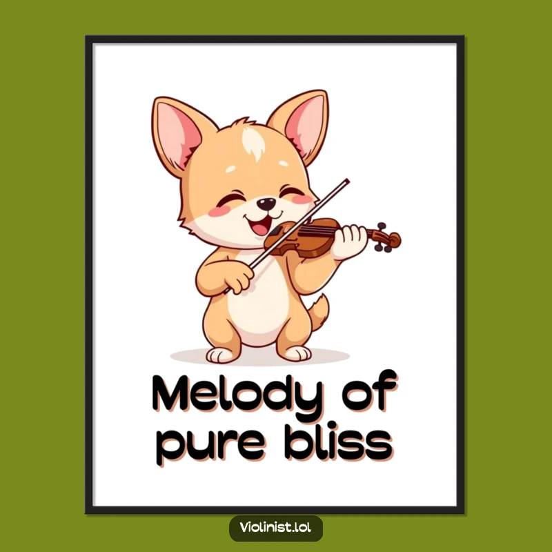 Funny Happy Dog Violinist Digital Art - Cheerful Wall Decor Gift