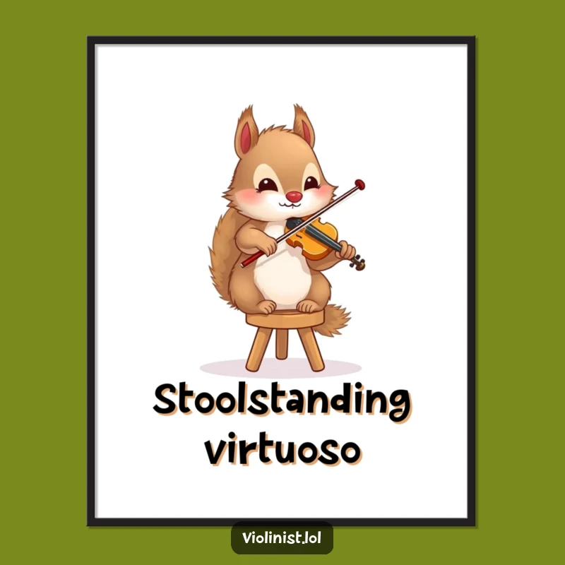 Funny Squirrel Violin Art Print A Balanced Player Digital Download, Perfect Funny Gift
