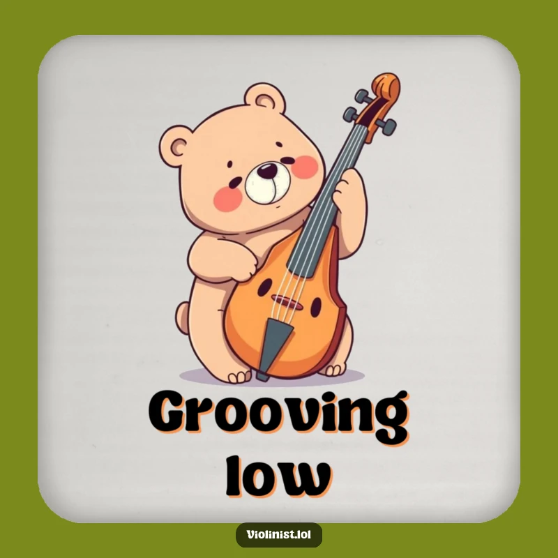 Funny Bear Cello Drink Coaster: Protect Surfaces with Musical Style!