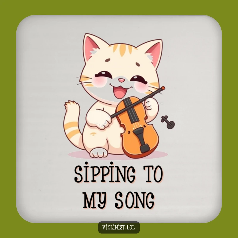 Funny Cat Violinist Coaster A Cheerful Musician's Drink Protector, Perfect Funny Gift