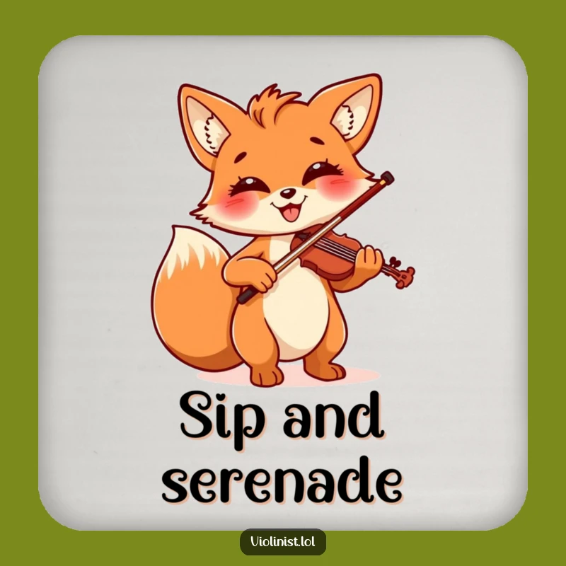 Funny Fox Violinist Coaster Set: Protect Surfaces with Cheerful Musical Flair, Perfect Gift!