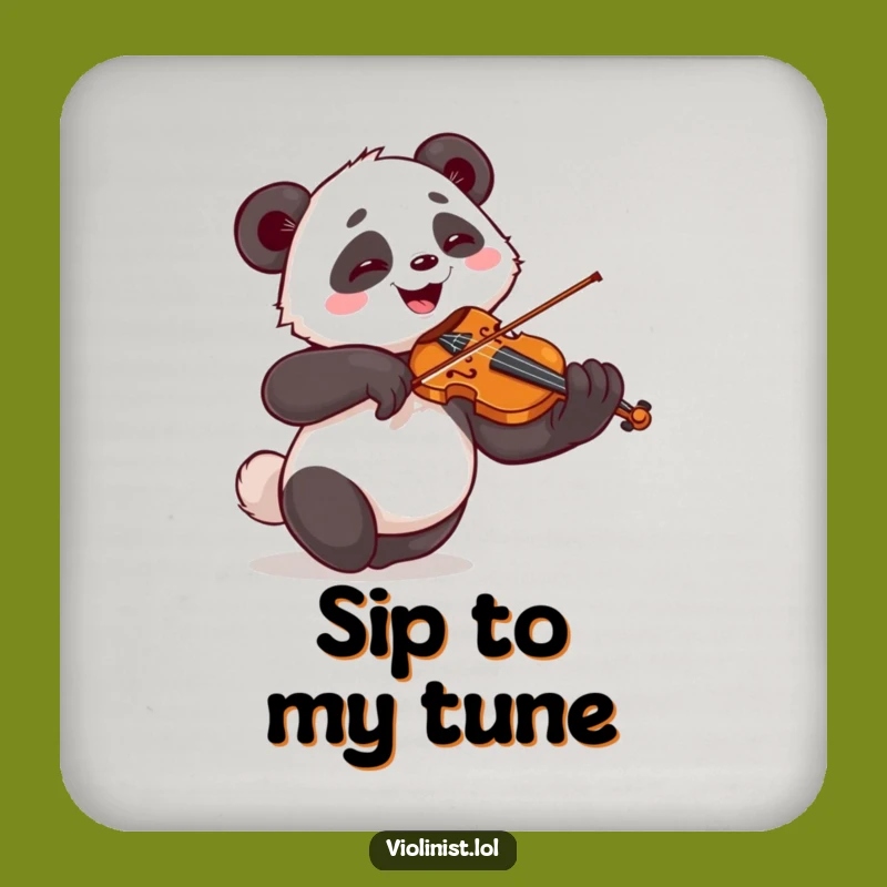 Funny Giggling Panda Violin Coaster - Protect Surfaces with Musical Humor