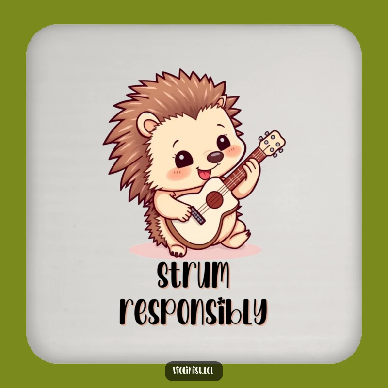 Funny Hedgehog Guitar Coaster: Sip to the Sound of Tiny Tunes