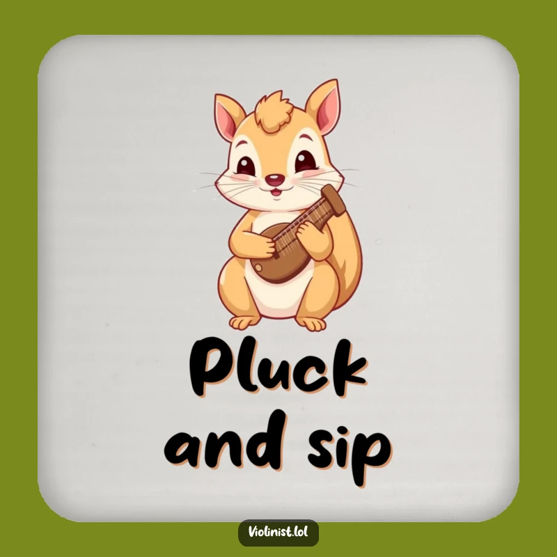 Funny Squirrel Harp Drink Coaster: Protect Surfaces with Whimsical Musical Style