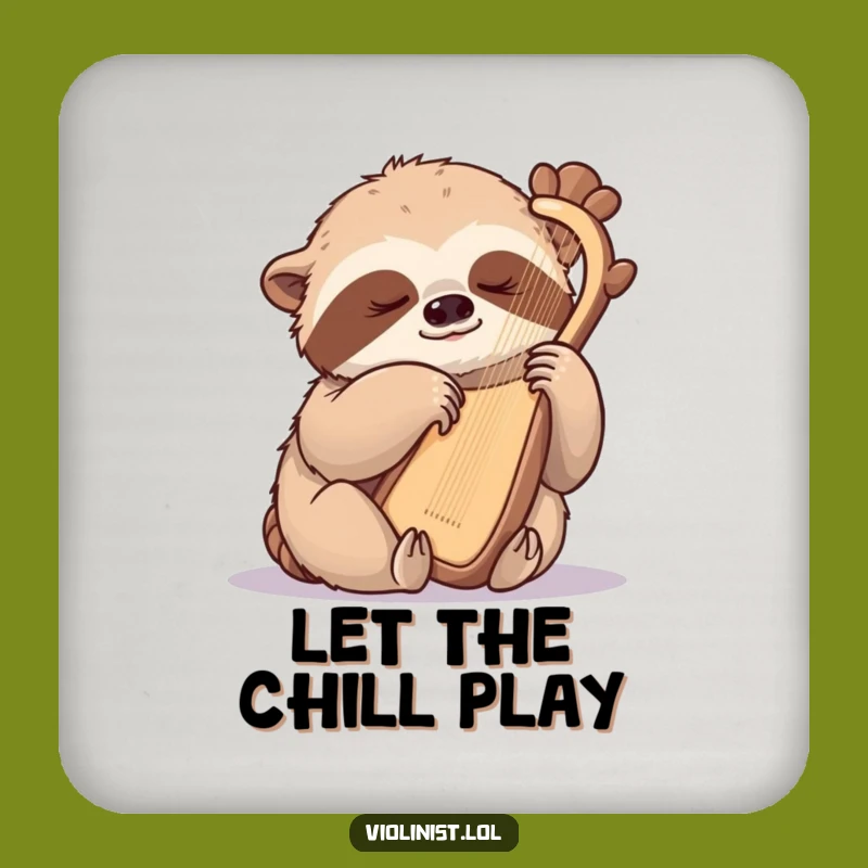 Funny Sloth Harpist Coaster: Protect Surfaces with Serene Notes!