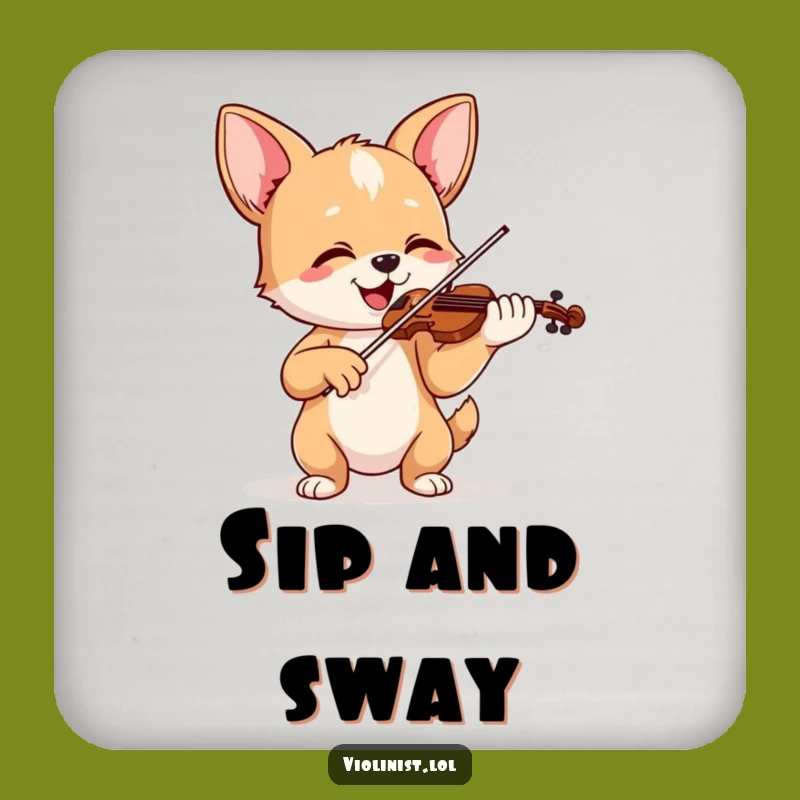 Funny Happy Dog Violinist Coaster Set - Protect Surfaces with Canine Charm