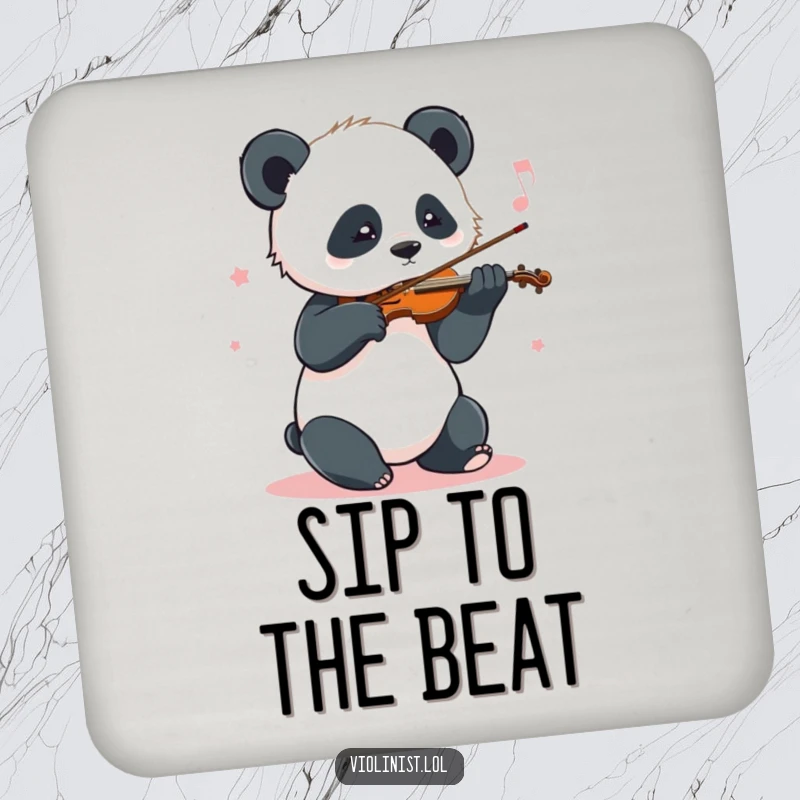 Funny Panda Coaster: A playful panda sways while playing violin, protecting your surfaces with musical charm and cheer.