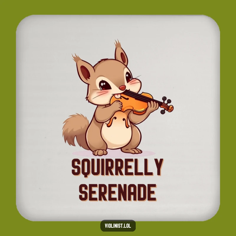 Funny Squirrel Violin Drink Coaster: Protect Surfaces with Music Comedy, Gift