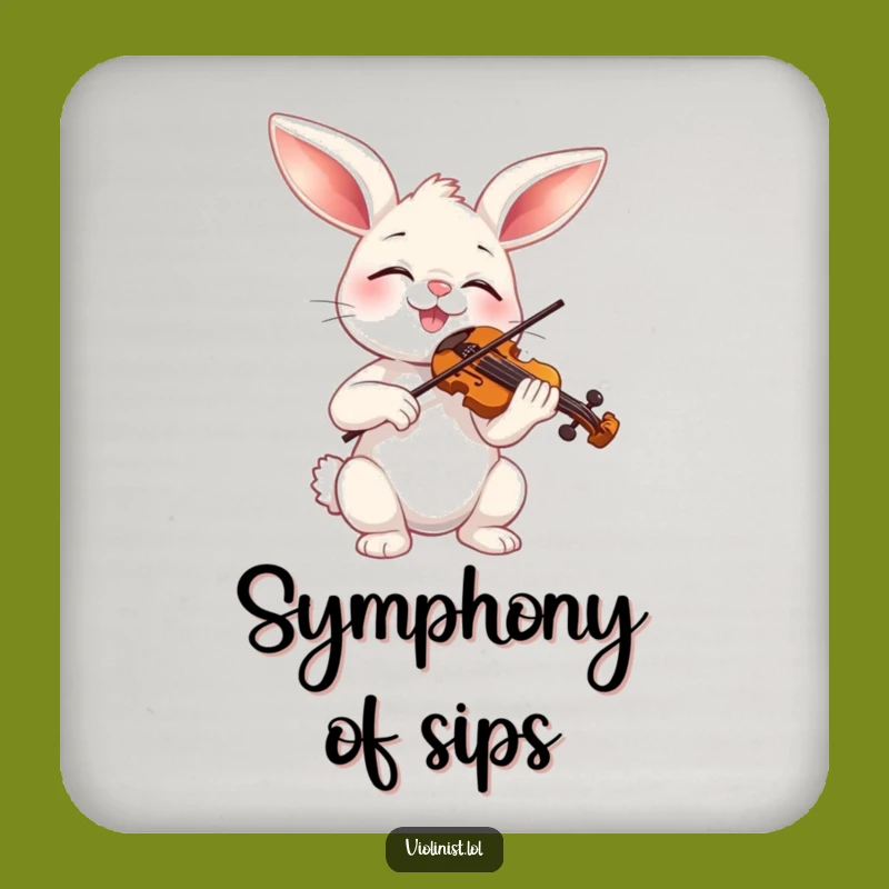 Funny Bunny Violinist Drink Coaster: Protect Surfaces with Musical Bliss!