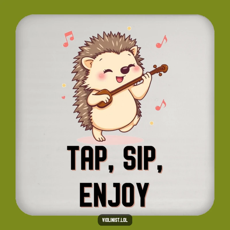 Funny Hedgehog Violin Drink Coaster: Protect Surfaces with Lively Musical Style