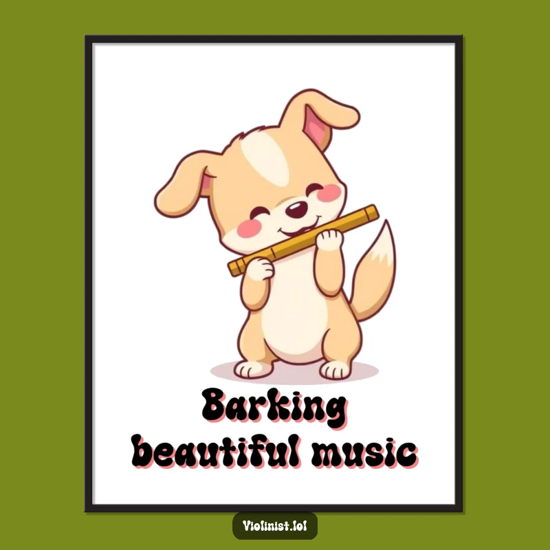 Funny Dog Flute Player Poster: Adorable Canine Concert Decor!