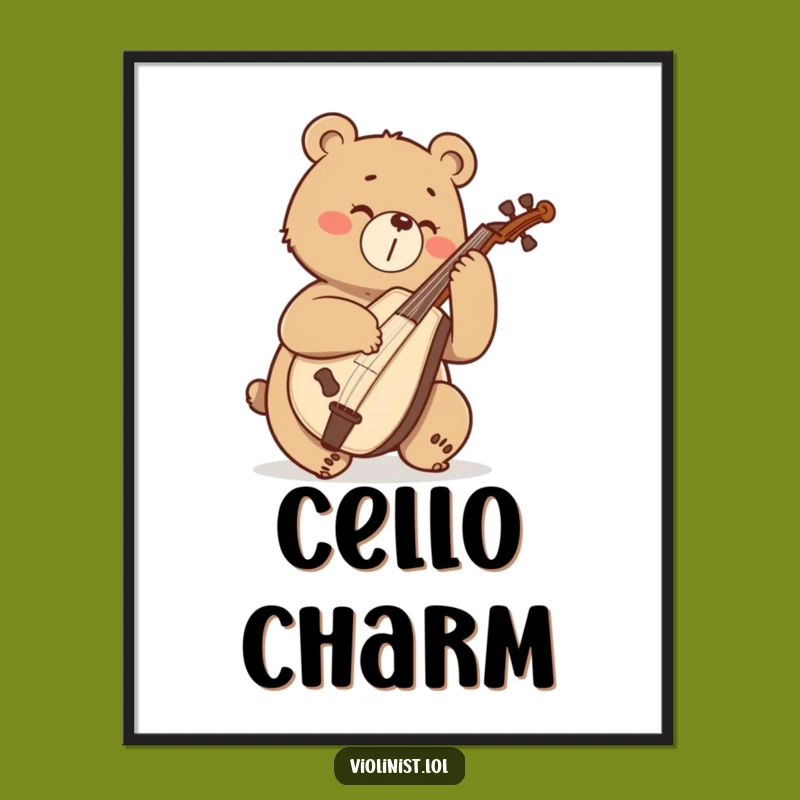 Funny Bear Cello Poster: Decorate with Bold Musicality, a Great Gift