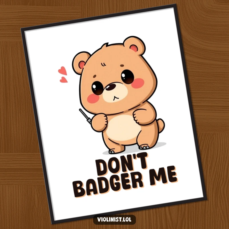 Funny poster print of a proud bear with a shaky musical note, capturing a moment of humorous musical accomplishment.