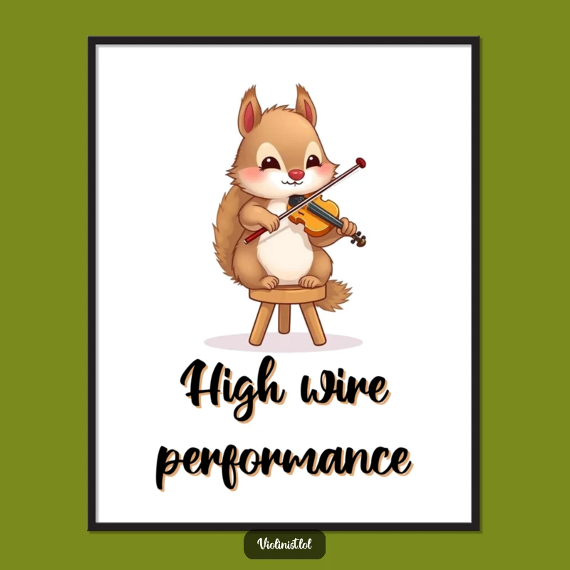 Funny Squirrel Violin Art Poster A Balanced Player's Print, Perfect Funny Gift