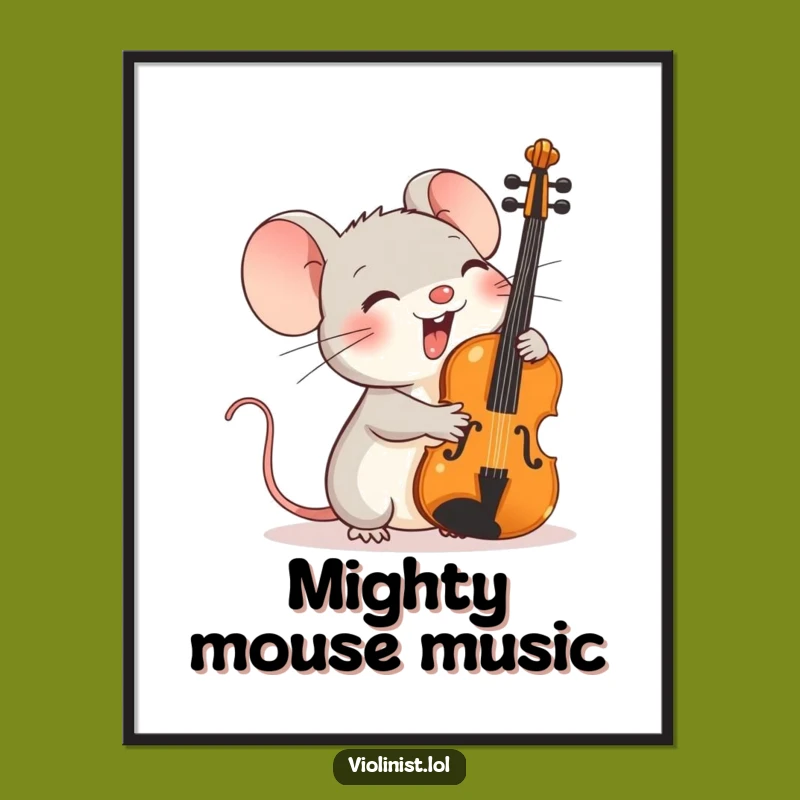 Funny Mouse Violinist Poster: Giggling Art Print for Walls, Perfect Funny Gift!