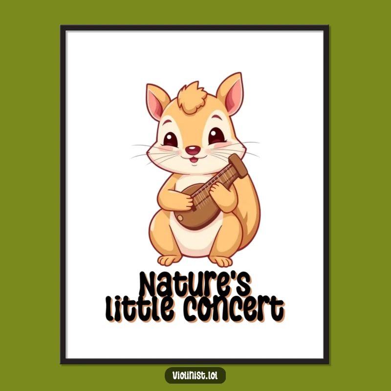 Funny Squirrel Harp Poster: Decorate with Whimsical Music and Hilarious Charm