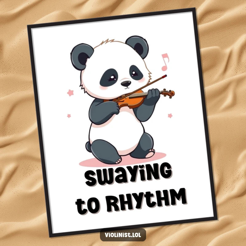 Funny Panda Music Poster: A playful panda sways gracefully while playing the violin, bringing harmonious and cheerful energy to wall art.