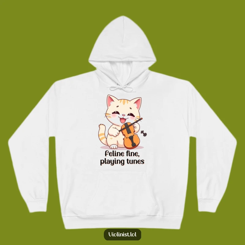 Funny Cat Violin Musician Hoodie A Smiling Feline Player, Perfect Funny Gift