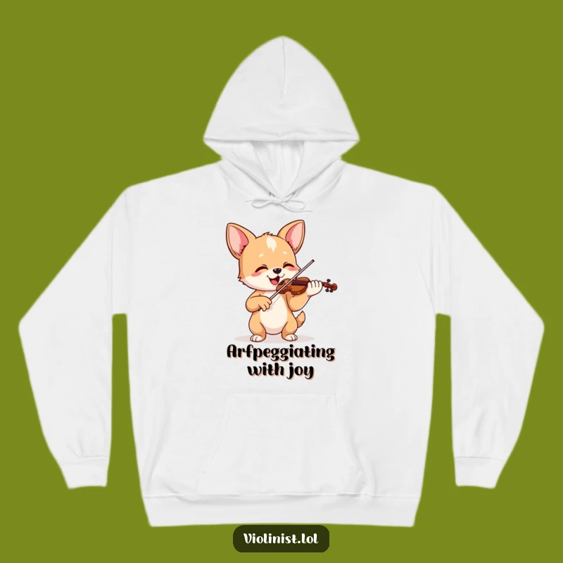 Funny Happy Dog Violinist Hoodie - Comfy Musician Gift for Dog Lovers