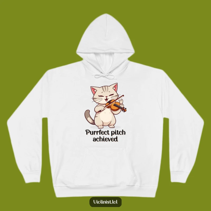 Funny Dramatic Cat Violinist Hoodie - Cozy Musician Gift for Cat Lovers