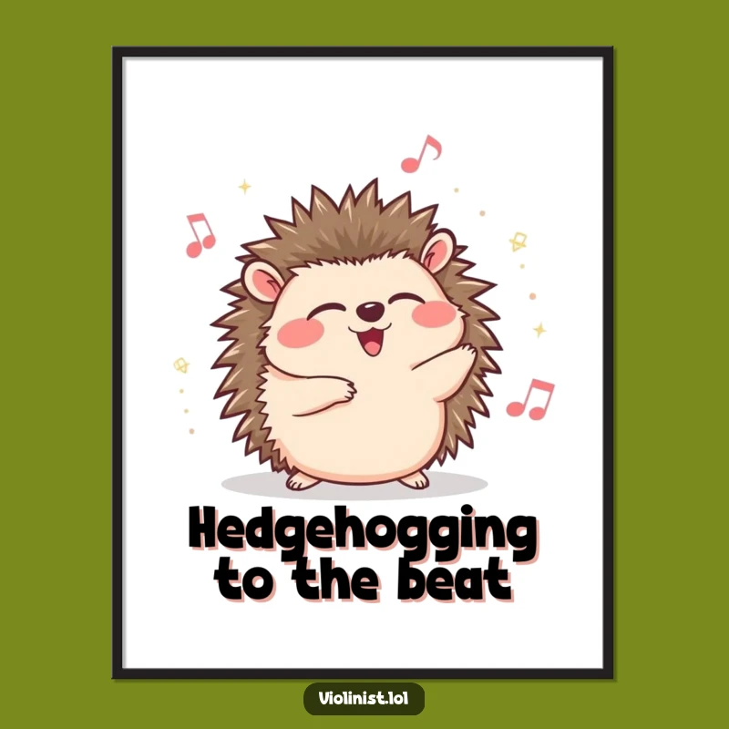 Free Printable Wall Art: Giggling Hedgehog Grooving - Funny Downloadable Animal Art Decor