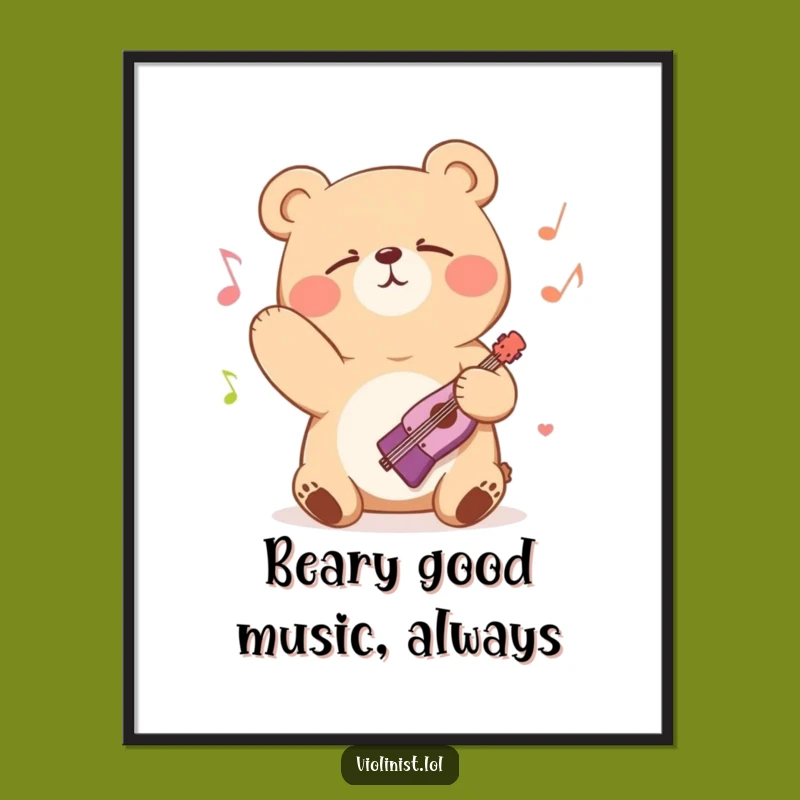 Funny Free Printable Wall Art: Blissful Bear Musician, Expressive Downloadable Decor